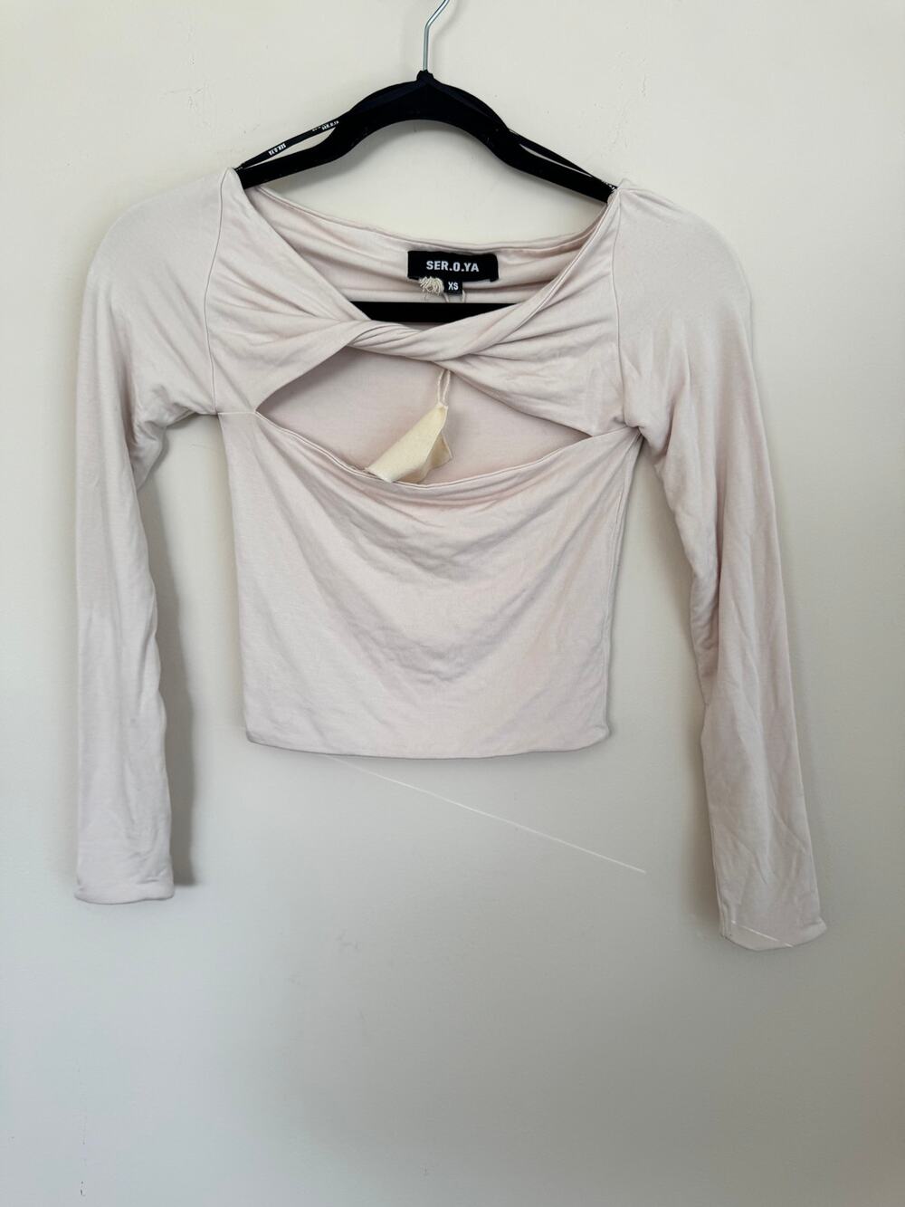 New SER.O.YA Revolve Artemis Twisted Cutout Crop Top Blush Pink Sz XS